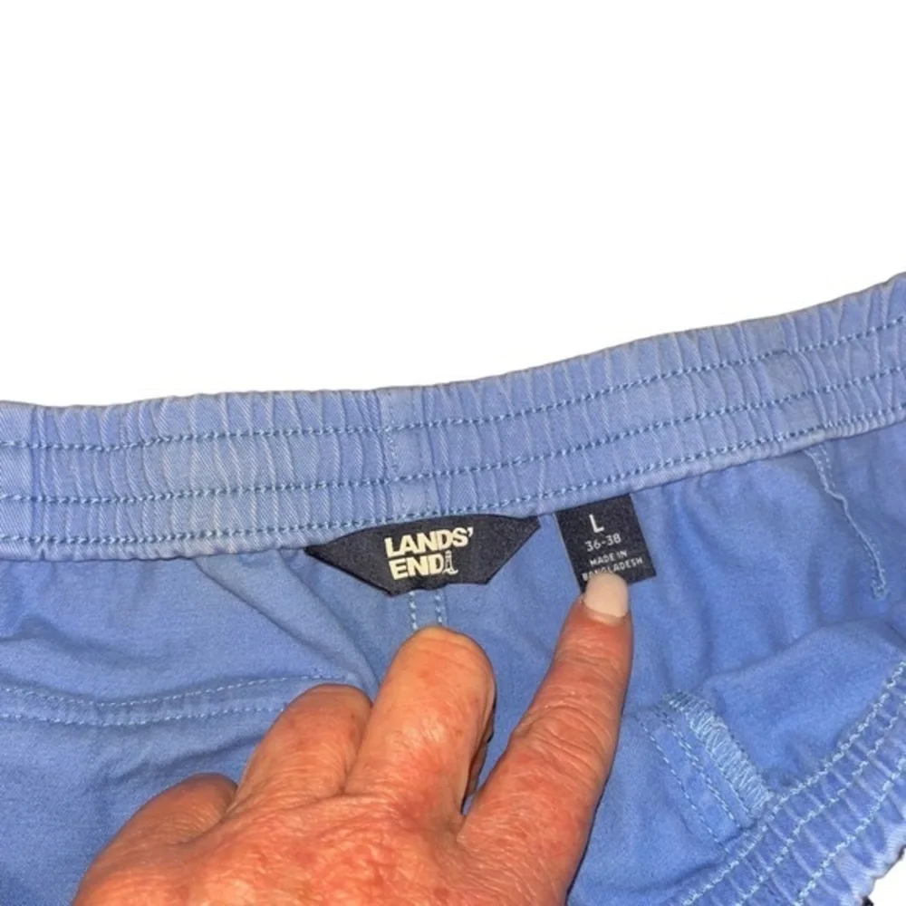 Lands End Mens Blue Elastic Waist Drawstring Deck Shorts Size L 36-38‎ #159